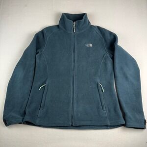 The North Face Womens Fleece Jacket Teal Full Zip Pockets Size L